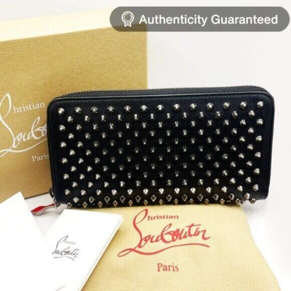 Christian Louboutin Handbags - Christian Louboutin Panettone Zippy Long Wallet Spike Stud Black Red w Box/Tags